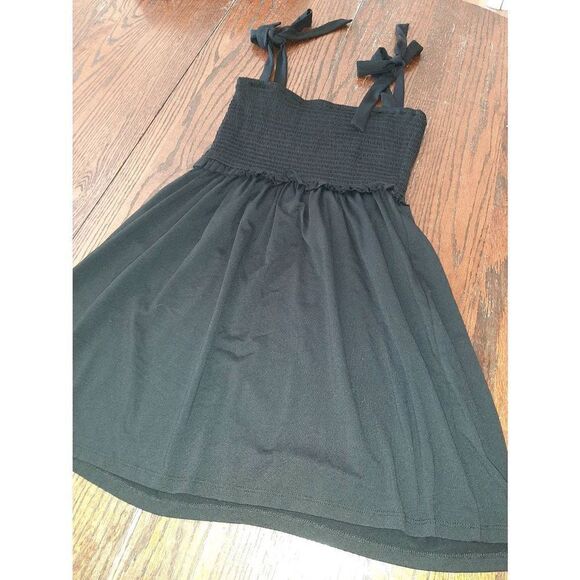 XS Susana Monaco Black Smocked Bodice Shirred Tie Shoulder Mini Summer Sundress - Picture 8 of 8